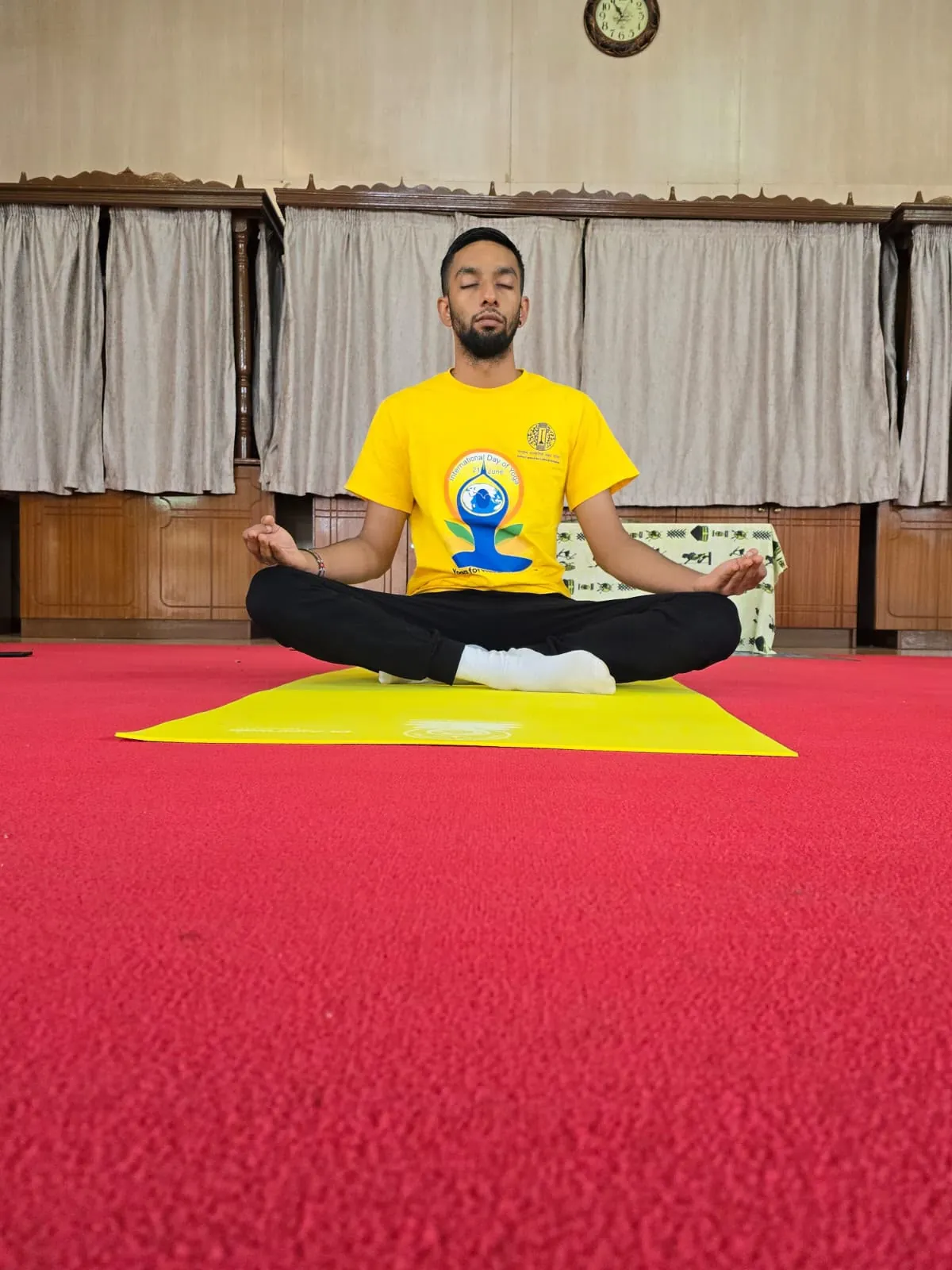 Meditation during the International Day of Yoga celebration